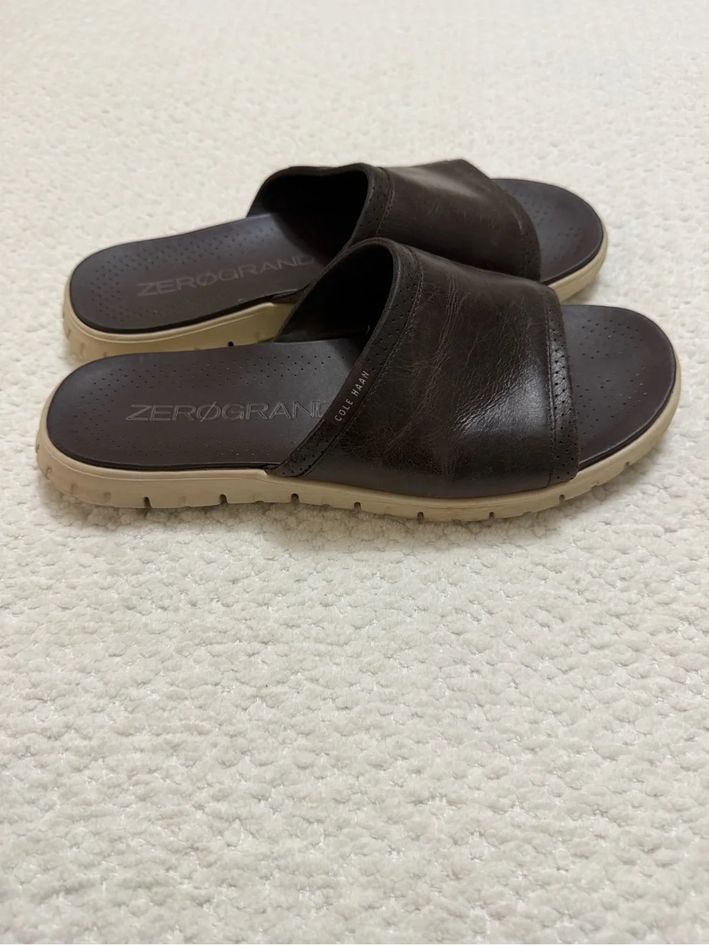 Cole Haan Brown Leather Slip On Sandals Men’s Size 11